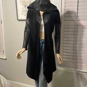 Like New! BlankNYC hooded sweater coat w/faux leather details